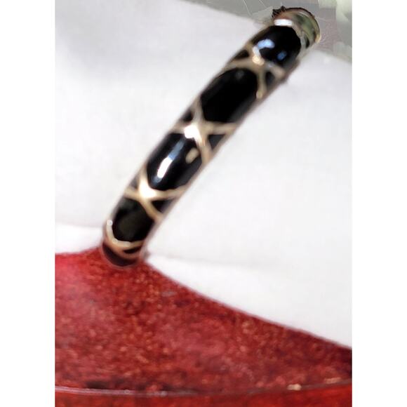 Black and Gold Enamel Cloisonné Bracelets - Timeless Elegance - Picture 5 of 10